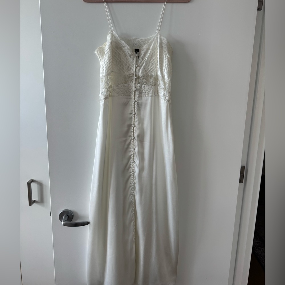 Zara slip dress | white | button down front with lace | NWT | size L